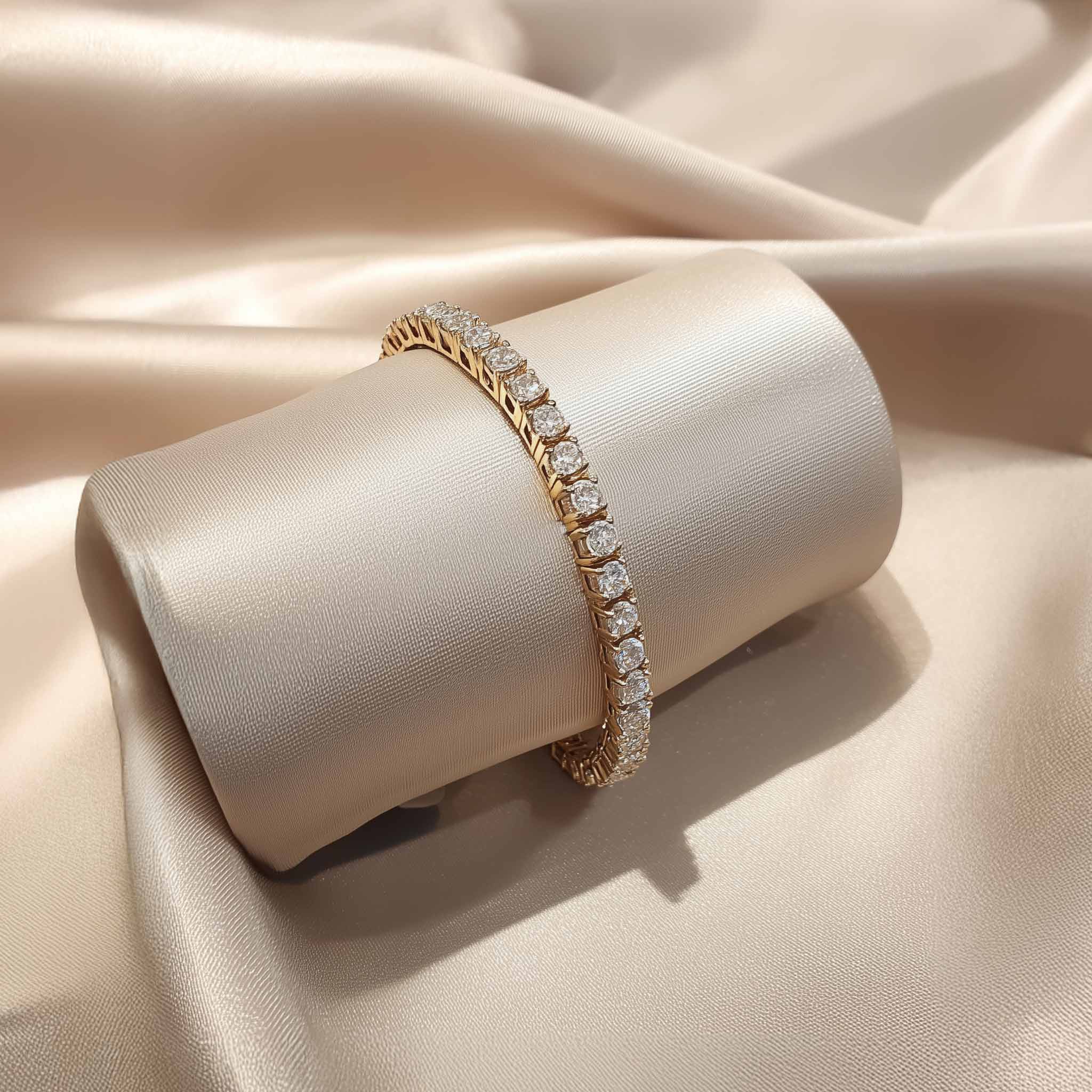 Kullast käekett laboris kasvatatud teemantidega 7,2 ct. Kood: 266hkc-lab