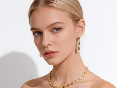 Kullast kõrvarõngaste, kaelakett ja käeketi Komplekt: "Kuldpisarad"