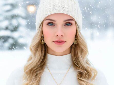 Kullast kõrvarõngaste ja ripatsi Komplekt: "Päikesetilk"