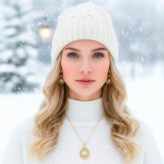 Kullast kõrvarõngaste ja ripatsi Komplekt: "Päikesetilk"