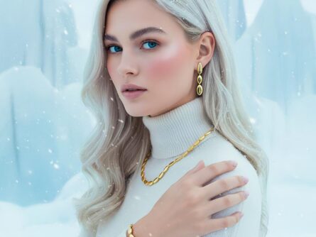 Kullast kõrvarõngaste, kaelakee ja käeketi Komplekt: "Kuldpisarad"