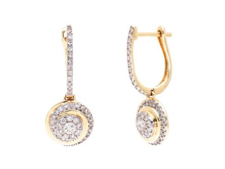 Kullast kõrvarõngad teemantidega 0,50 ct. Kood: 183hkc