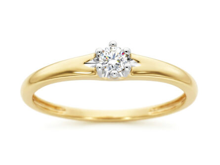 Kullast sõrmus teemantiga 0,10 ct. Kood: 21una