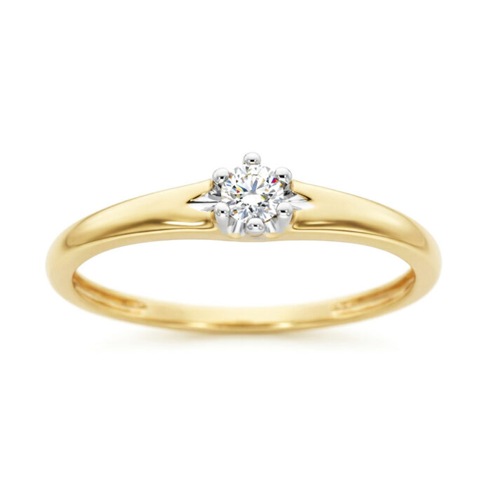 Kullast sõrmus teemantiga 0,10 ct. Kood: 21una