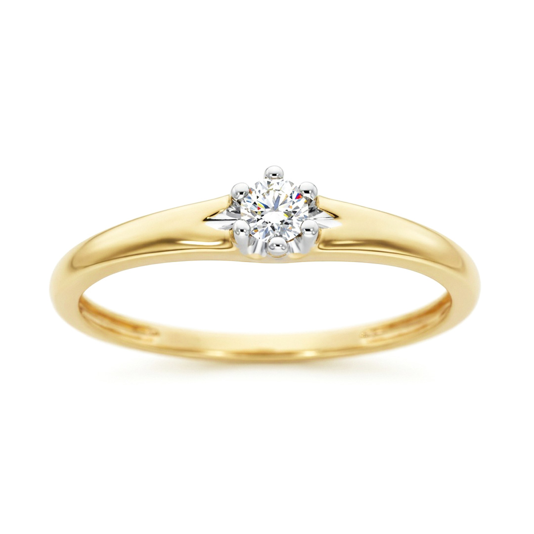 Kullast sõrmus teemantiga 0,10 ct. Kood: 21una