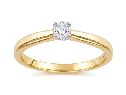 Kullast sõrmus teemantiga 0,16 ct. Kood: 32una