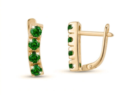 Kullast kõrvarõngad tsirkoonidega Kood: er0148-i-roheline