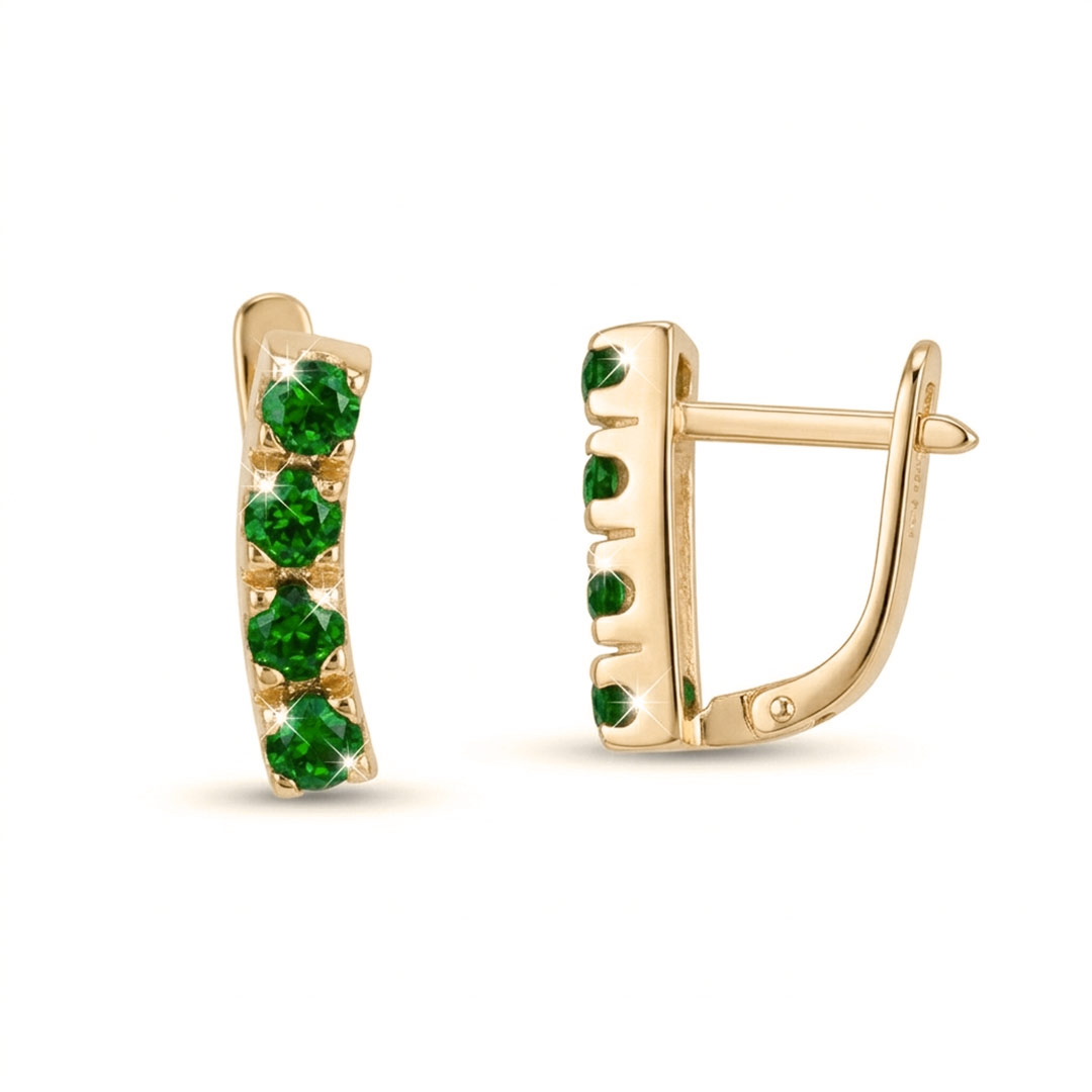 Kullast kõrvarõngad tsirkoonidega Kood: er0148-i-roheline