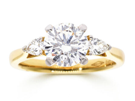 Kullast sõrmus laboris kasvatatud ja looduslike teemantidega Kood: LAB-RX4381-Y-1,5