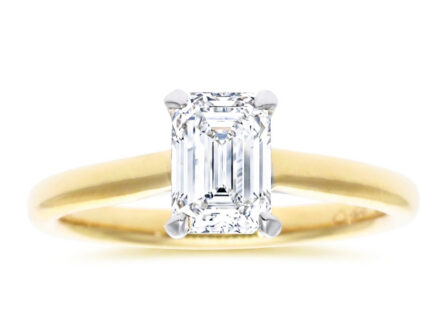 Kullast sõrmus laboris kasvatatud teemantiga 1,03 ct. Kood: LAB-MT1038-Y-1,00