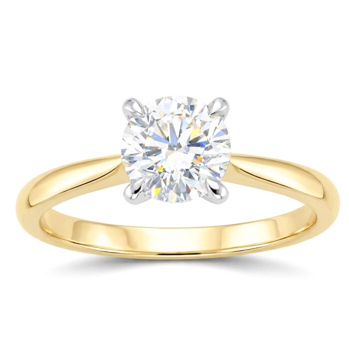 Kullast sõrmus laboris kasvatatud teemantiga 1,06 ct. Kood: LAB-RX3066-Y-1,0